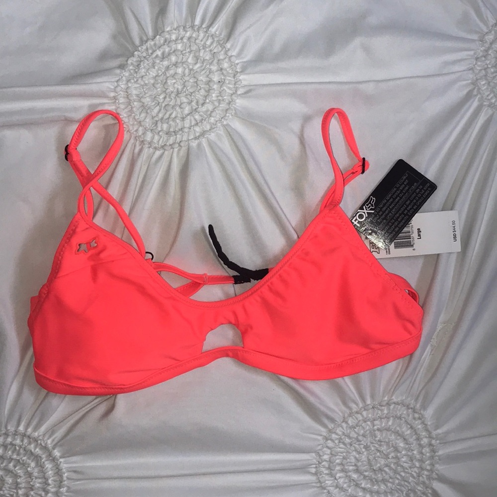 New neon orange fox bikini top